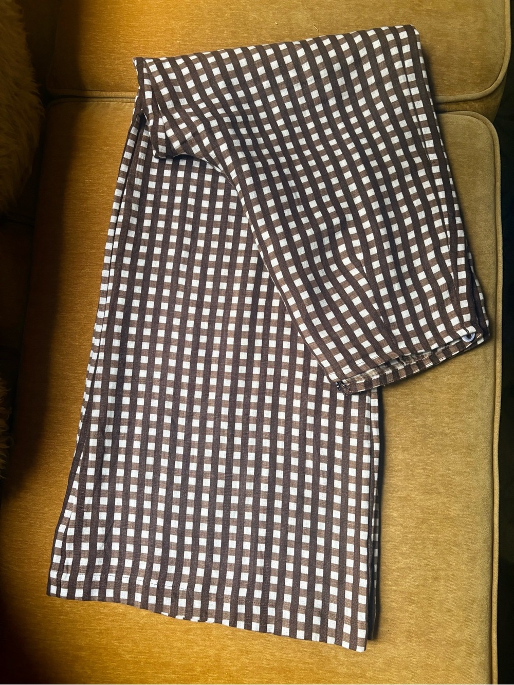 FAITHFULL THE BRAND Gingham Linen Wide Leg Pants